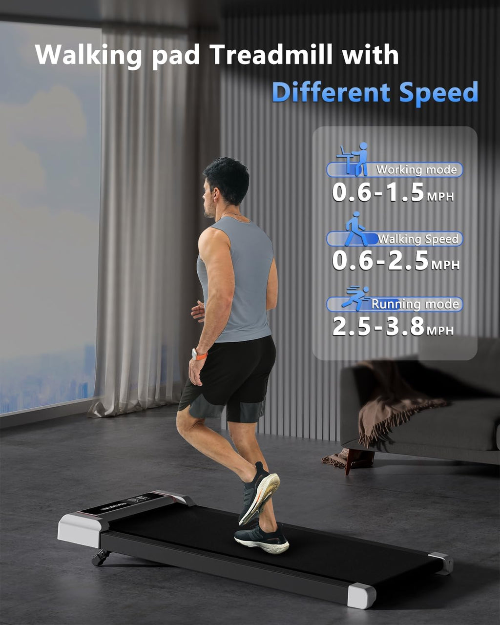 Compact 2-in-1 Under Desk Treadmill with Incline L39605