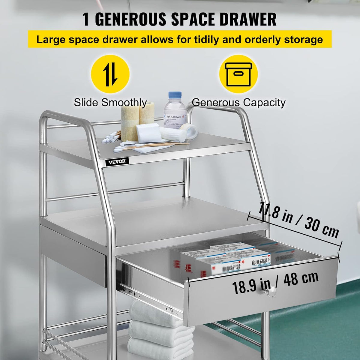 Stainless Steel Utility Cart with Wheels K3569