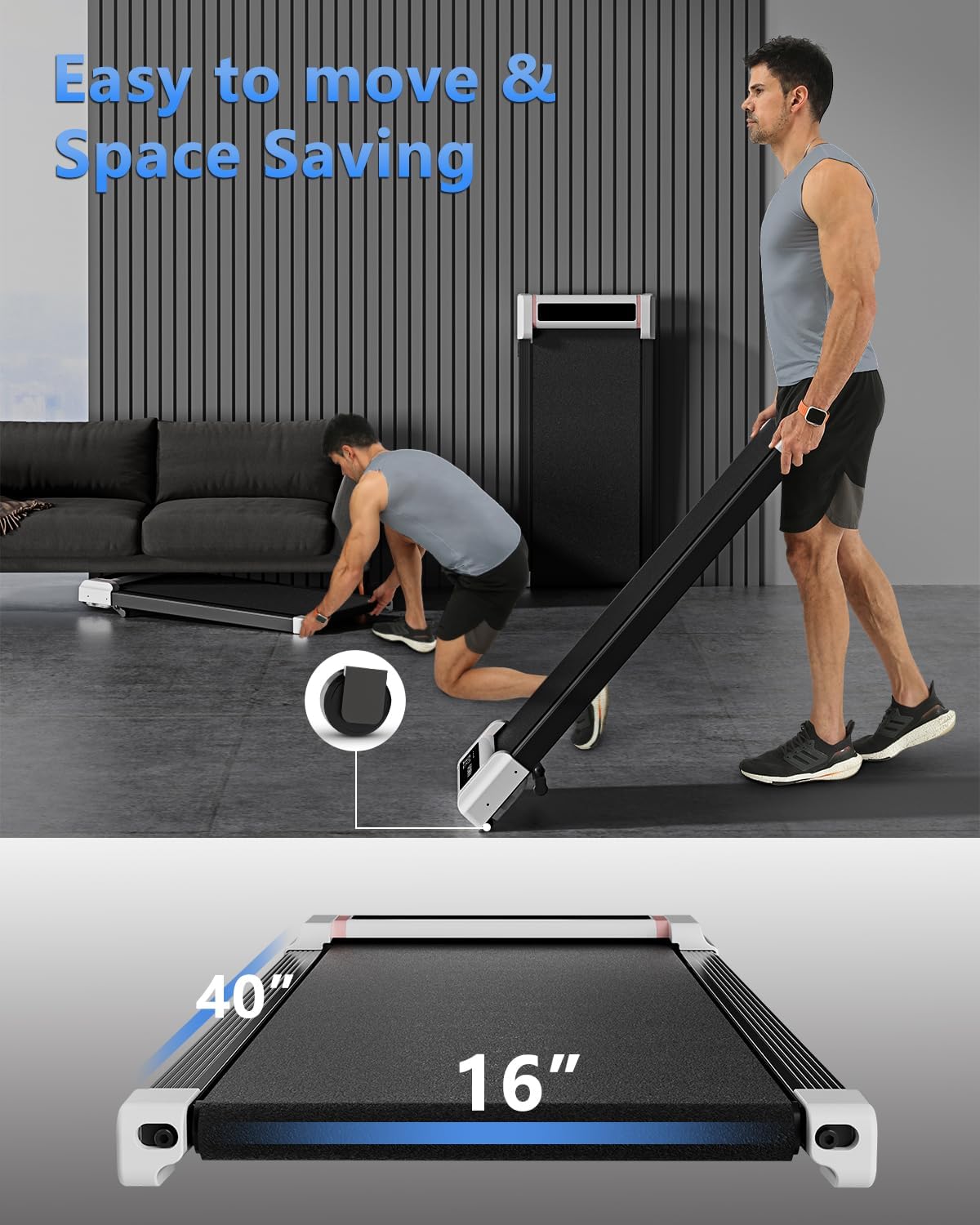 Compact 2-in-1 Under Desk Treadmill with Incline L39605