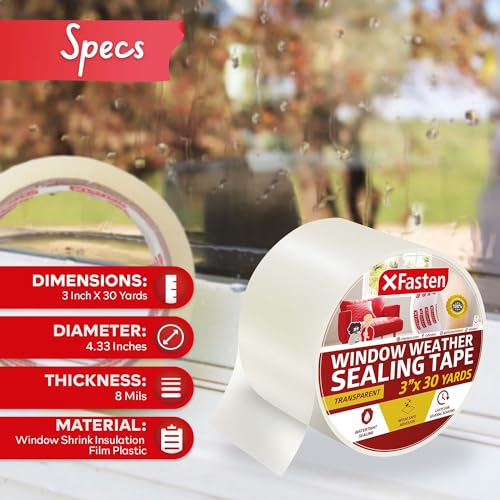 Transparent Window Weather Sealing Tape, 2-Inch x 30 Yards R148411