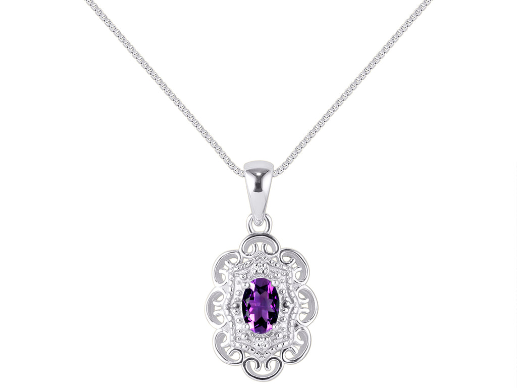 Silver 925 Flower Necklace with Genuine Diamonds Pendant 18" Chain E70195