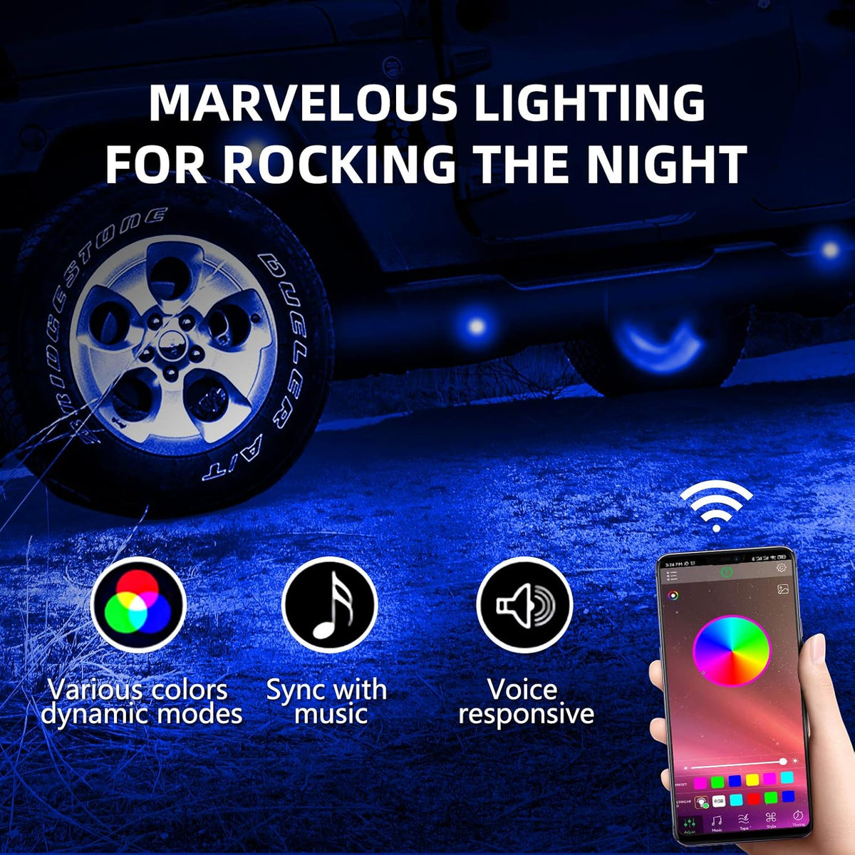 18 LEDs Multicolor Waterproof Aluminum Underglow Light Kit Pack of 2 I662341