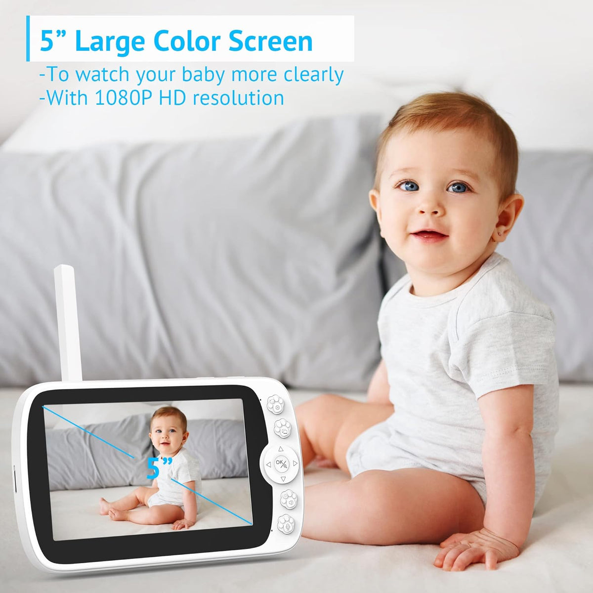 1080p HD Baby Monitor with Camera and Audio N75218