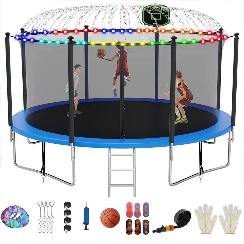 16FT Outdoor Trampoline with Basketball Hoop and Ladder P9438