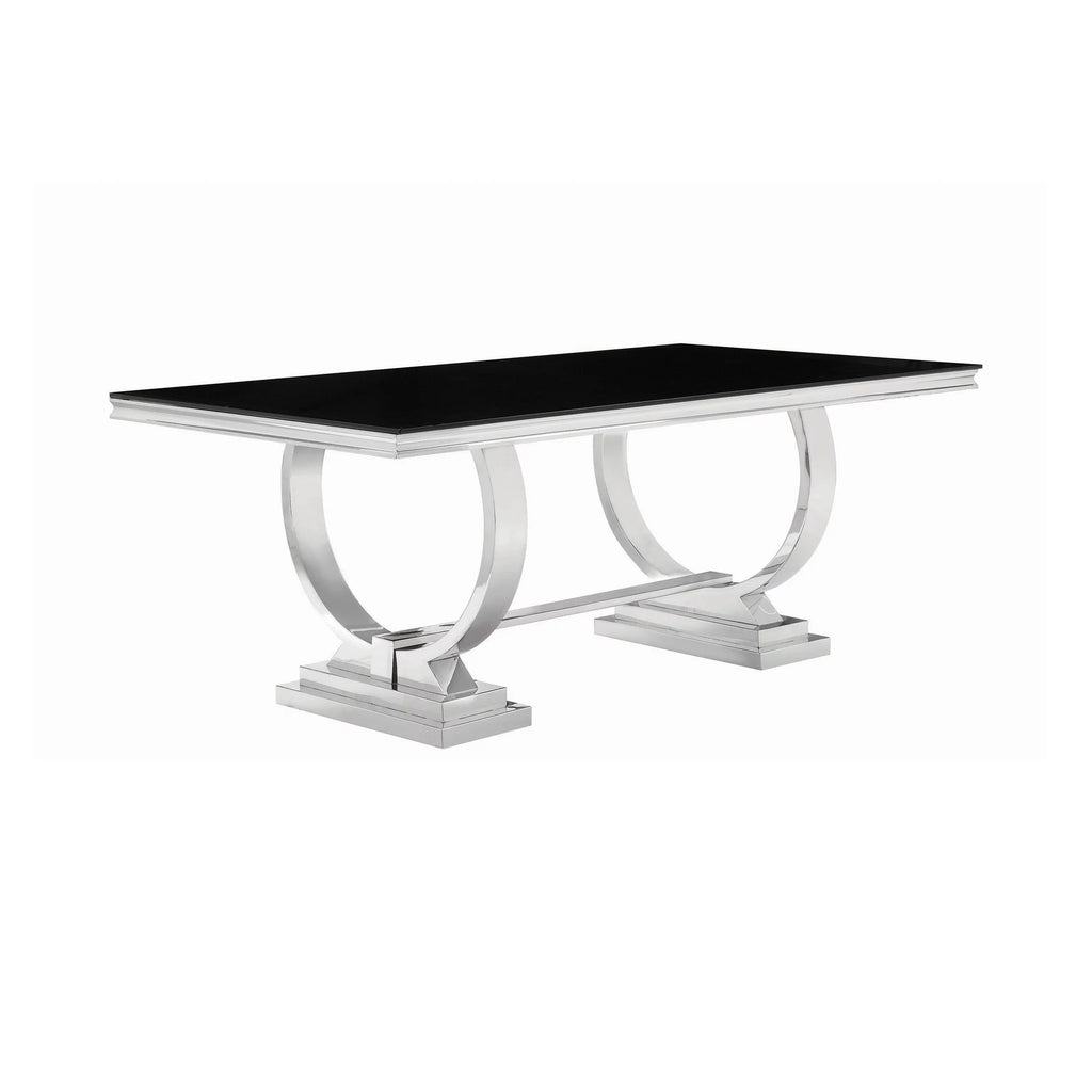 Black and Chrome Glass Top Dining Table Q410522