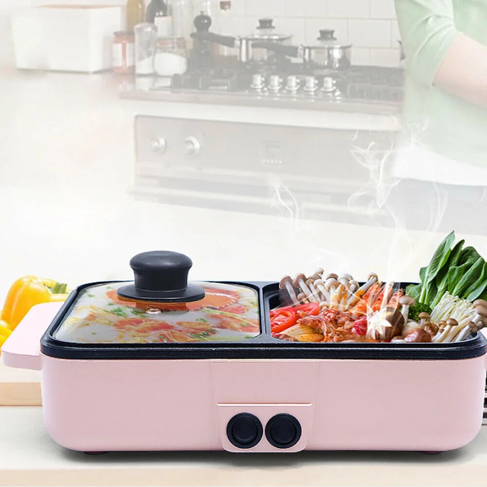 2 In 1 Non-Stick Electric Hot Pot BBQ Grill T68926