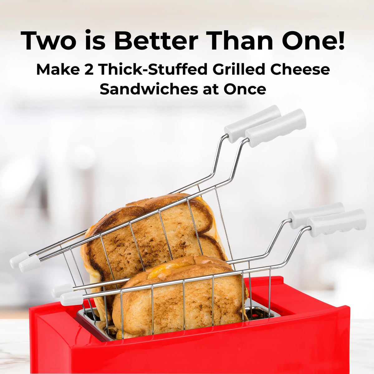 Grilled Cheese Toaster with Toaster Baskets and Adjustable Toasting Dial D3024