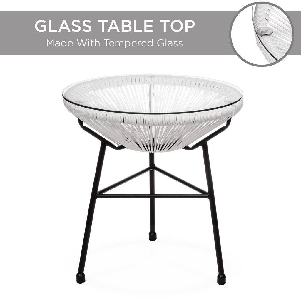 3-Piece All-Weather Patio Bistro Furniture Set with Rope Glass Top Table K28487