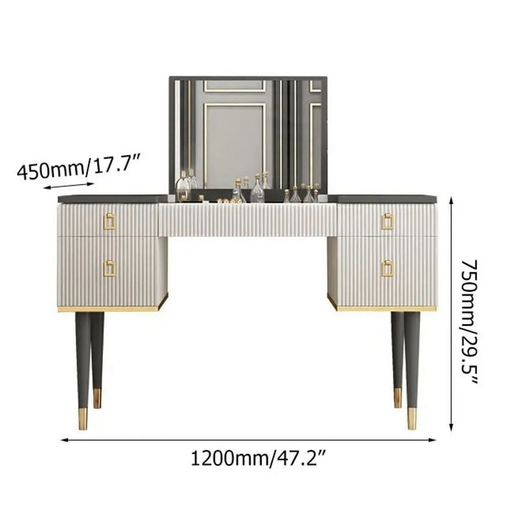 4 Drawer Makeup Vanity Table with Flip Top Mirror Y1463