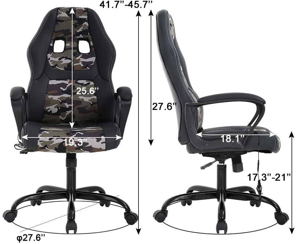Camo Racing Gaming Chair with Lumbar Support Headrest Armrest L698979