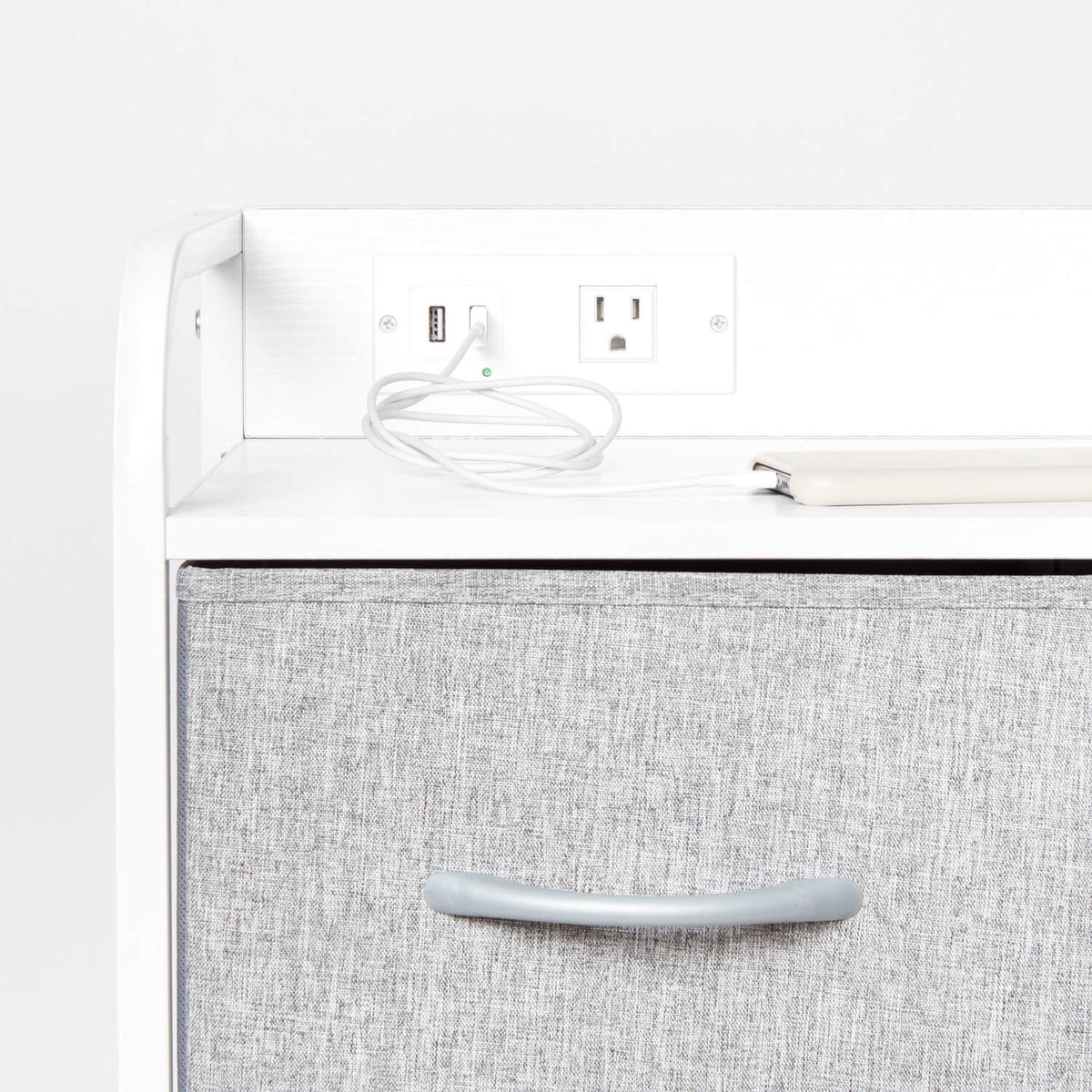4 Drawer Storage Unit with Outlet and 2 USB Ports, Grey Z901
