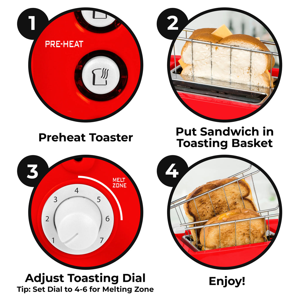 Grilled Cheese Toaster with Toaster Baskets and Adjustable Toasting Dial D3024