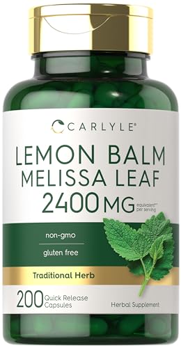 Lemon Balm Capsules 2400mg 200 Count Non-GMO W935451
