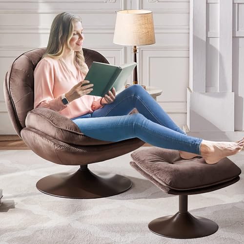 Velvet Swivel Accent Chair with Ottoman Set C234