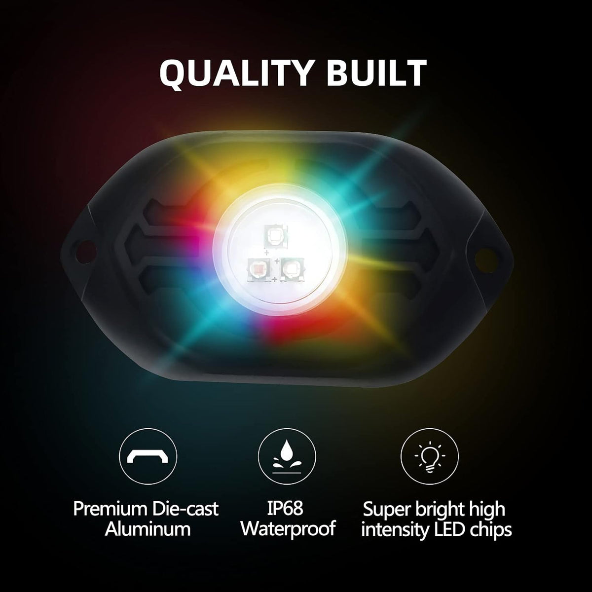 18 LEDs Multicolor Waterproof Aluminum Underglow Light Kit Pack of 2 I662341