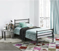 Black Metal Twin Size Bed Frame with Headboard and Footboard N236811