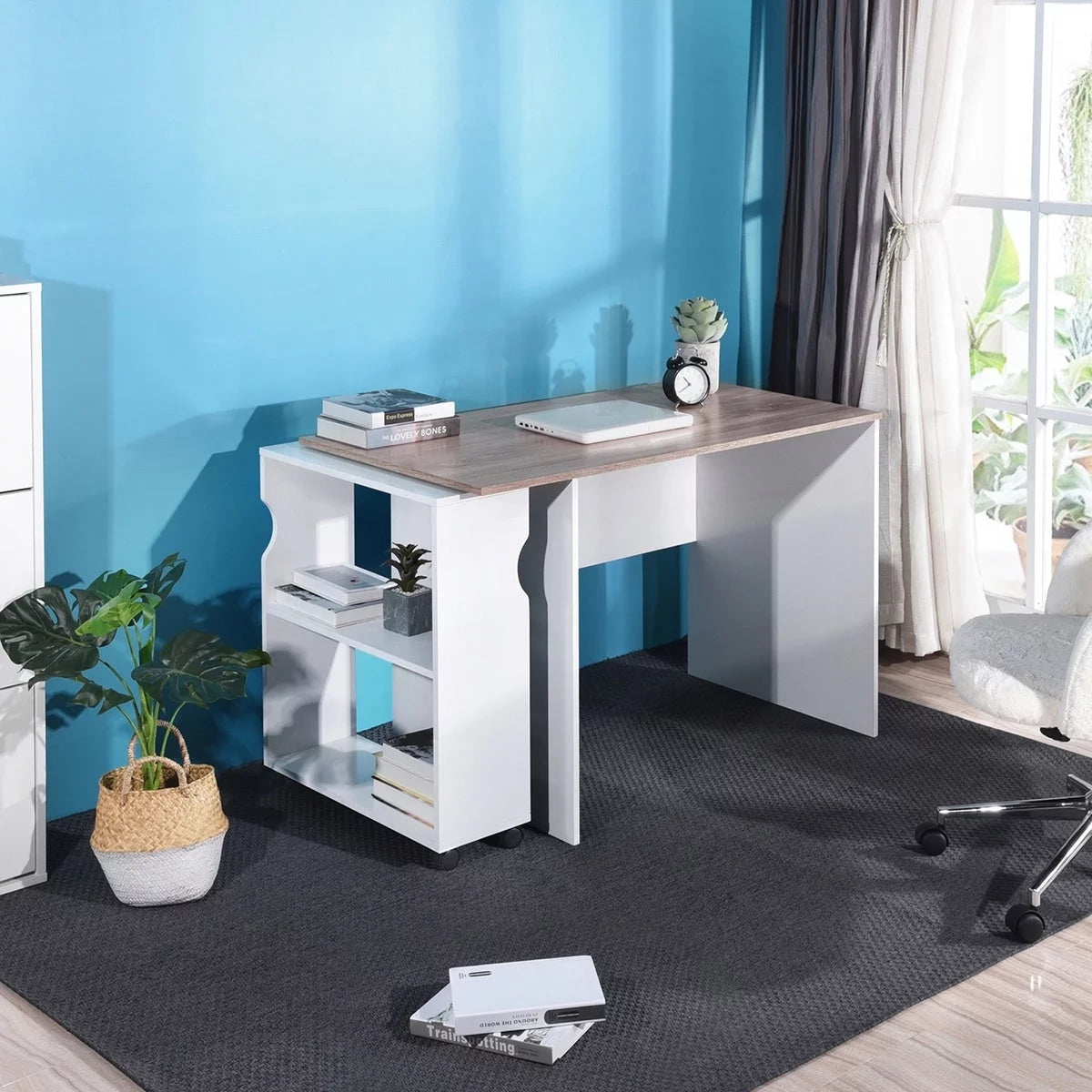 47.4" L Computer Desk with Bookcase S7433