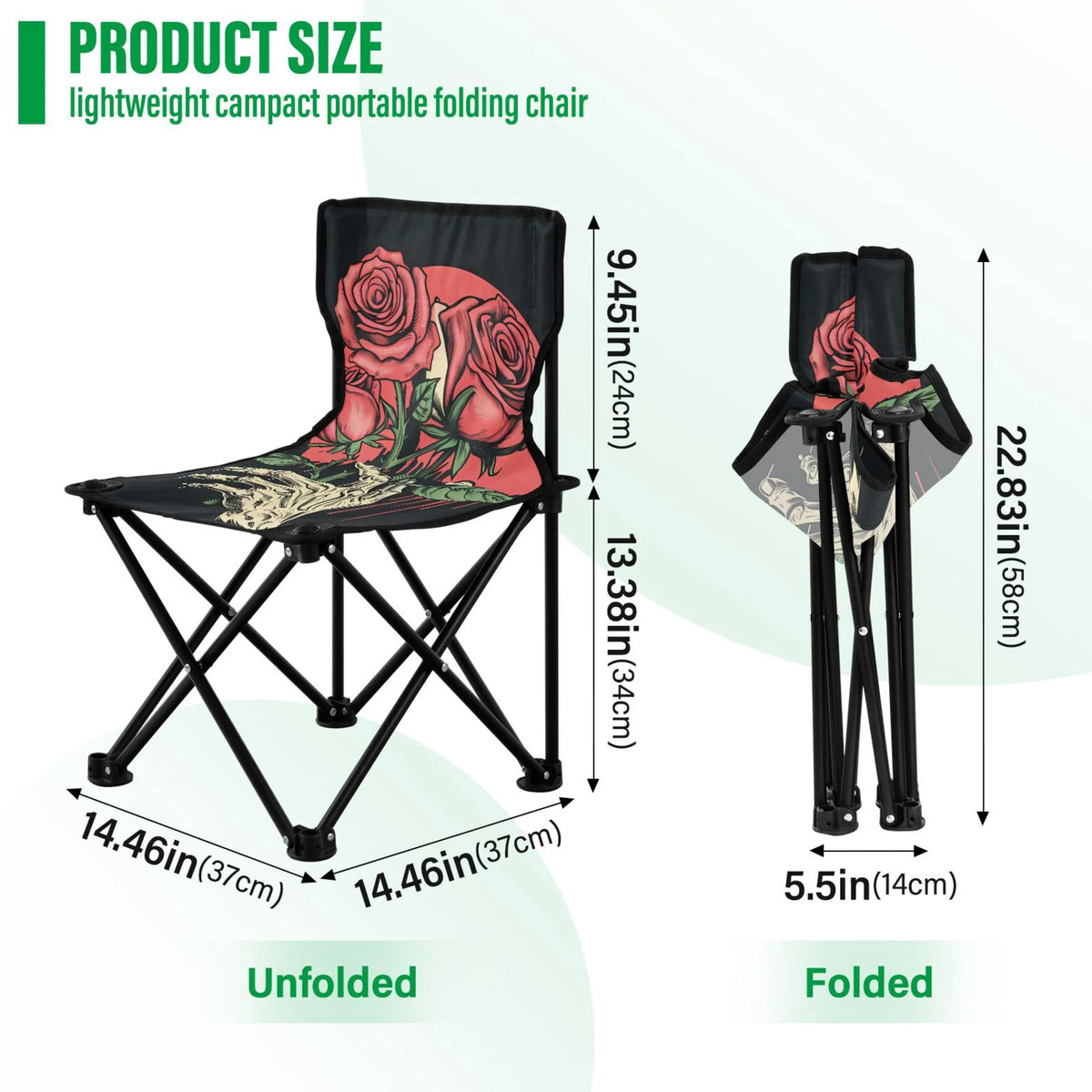 Halloween Hand with Roses Portable Camping Chair with Carry Bag B604