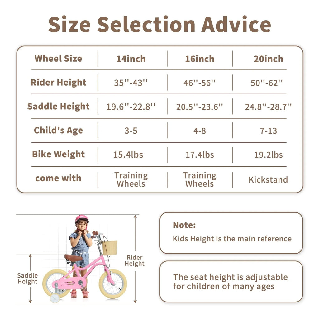 16 Inch Kids Bike with Handbrake Basket Training Wheels Yellow X295825