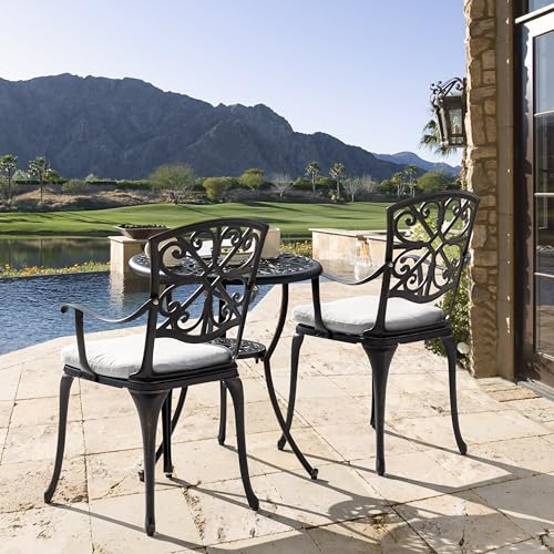 3 Piece Cast Aluminum Bistro Set with Umbrella Hole T168895