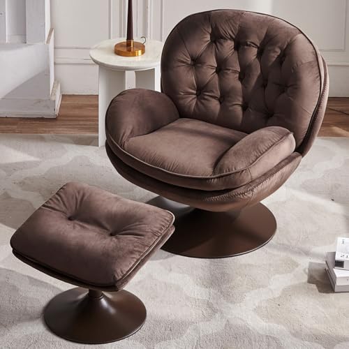 Velvet Swivel Accent Chair with Ottoman Set C234