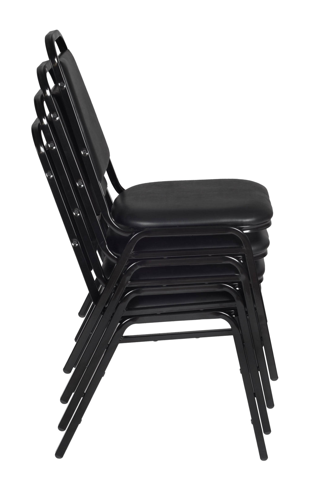 Mahogany Black Square Breakroom Table with 4 Stack Chairs W6383