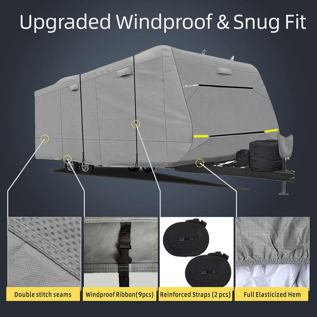 Heavy Duty 6 Layers Windproof Waterproof Camper RV Cover with 4 Tire Covers and 2 Tongue Jack Cover Y99533