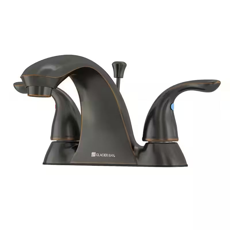 4 in. Double Handle Low-Arc Bathroom Faucet in Bronze C4707