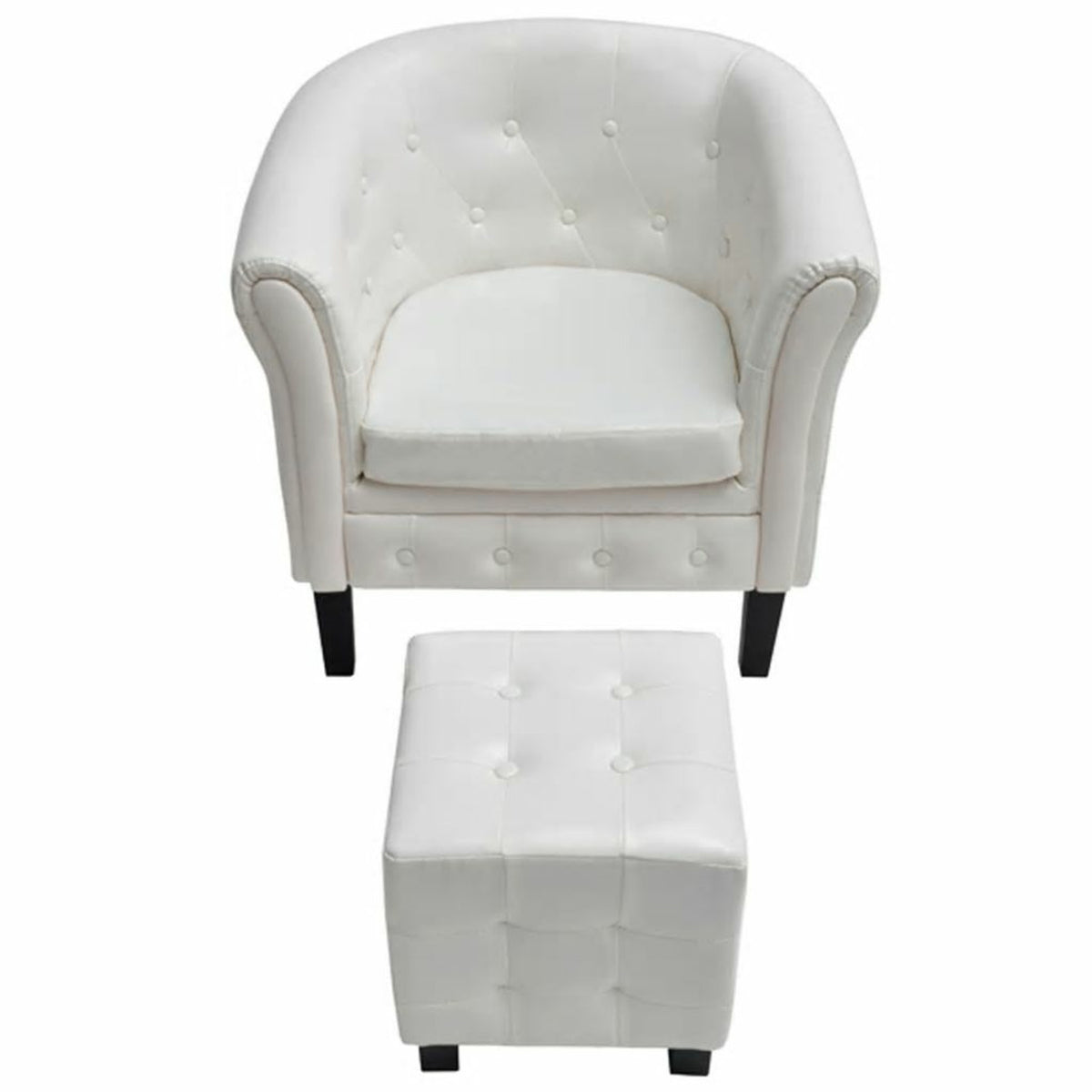 White Faux Leather Tub Chair with Footstool M21505
