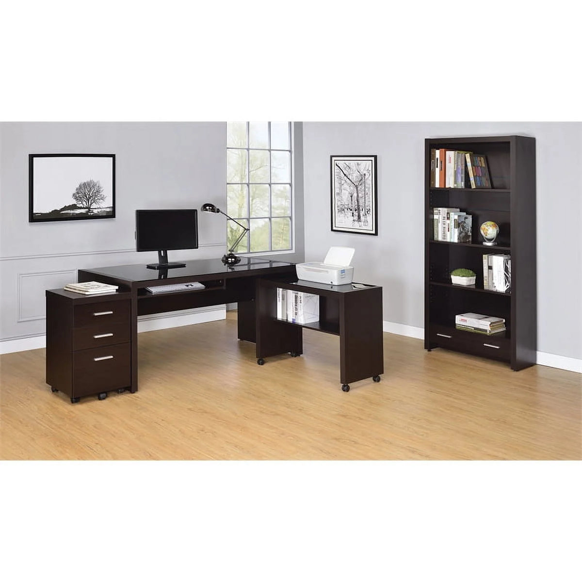3 Piece Set with Computer Desk Bookcase and Office Chair O712549
