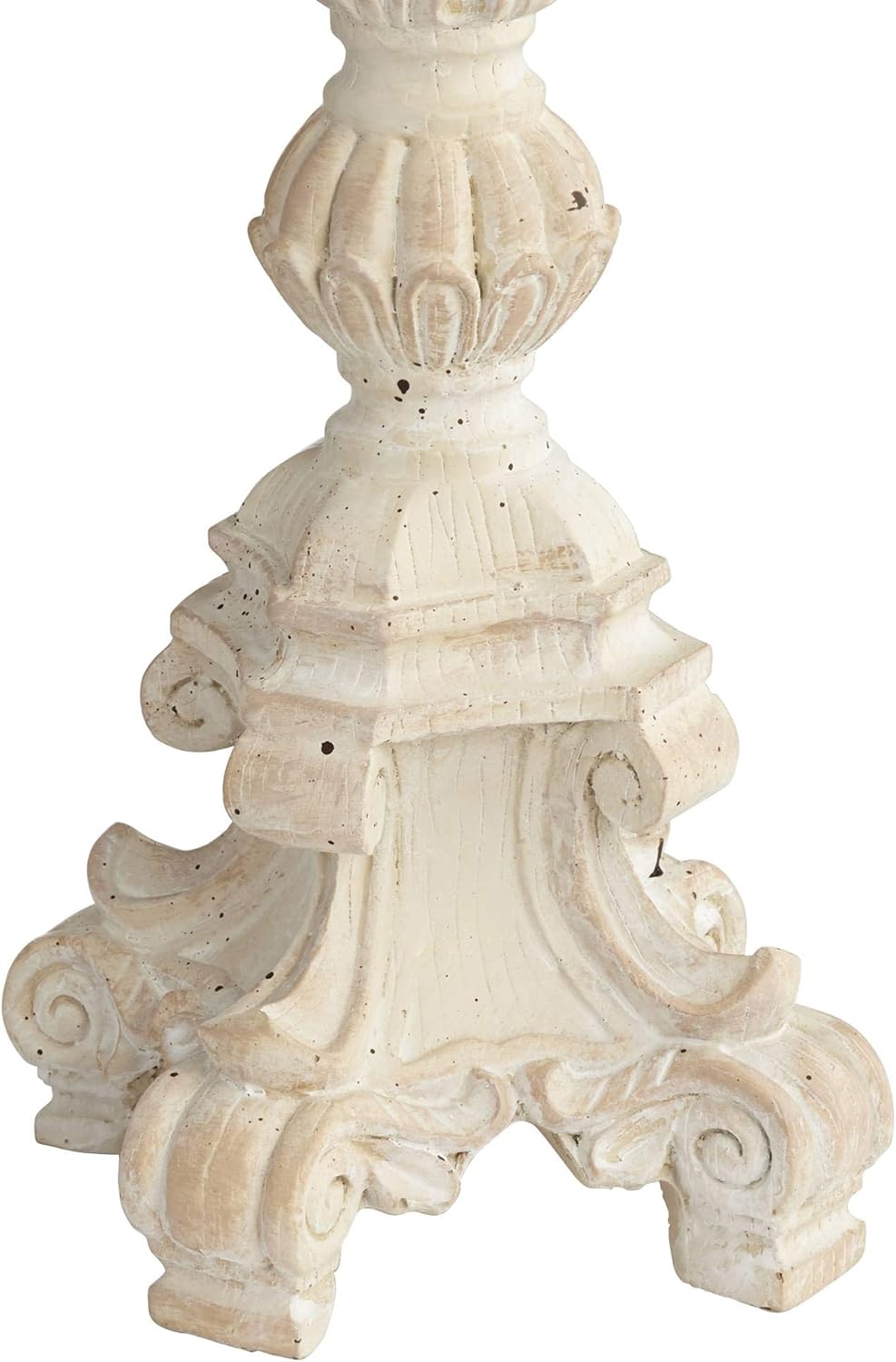 Whitewashed Carved Pillar Candle Holders Set of 3 K8787