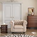 Beige Plush Upholstered Sofa with Solid Wood Legs Z570223
