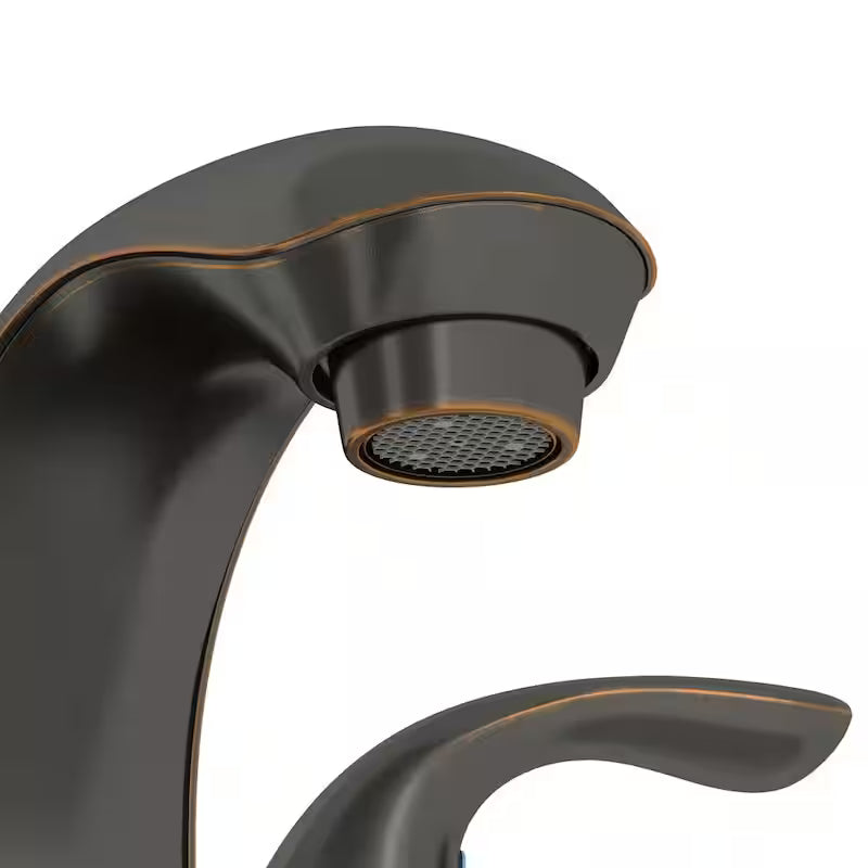 4 in. Double Handle Low-Arc Bathroom Faucet in Bronze C4707