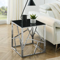 20 Inch Glass End Table with Metal Frame H16480