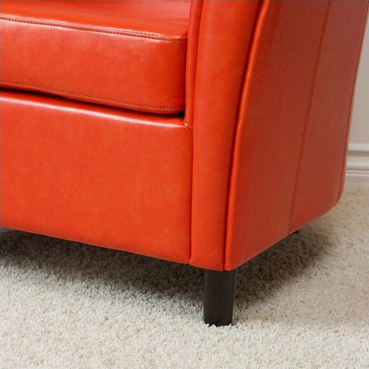 Orange Leather Barrel Club Chair Y410