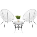 3-Piece All-Weather Patio Bistro Furniture Set with Rope Glass Top Table K28487